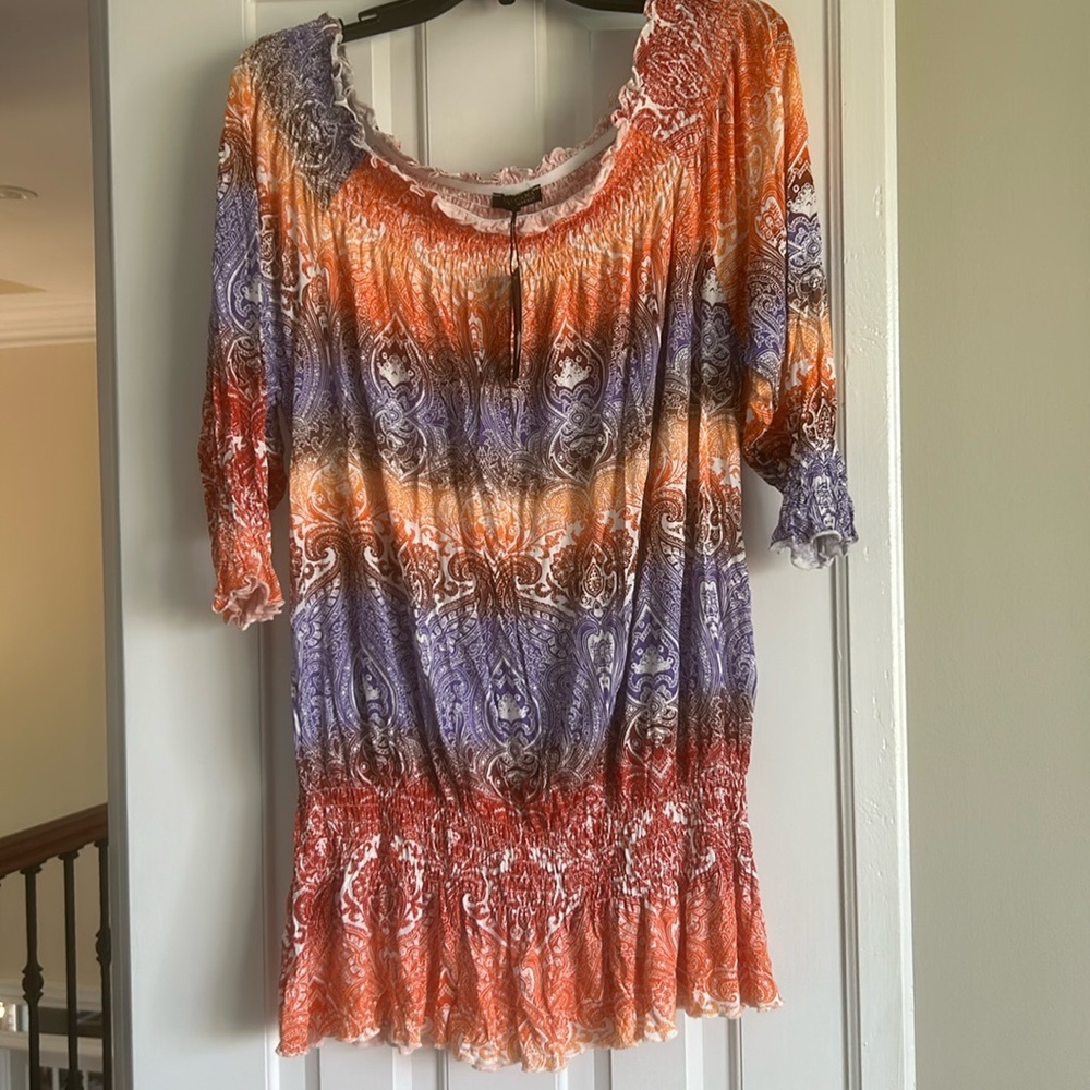 Women’s Purple/Orange/Brown/White/Maroon Boat Neck Blouse